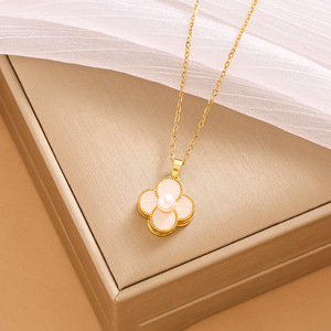 Collier en acier inoxydable avec pendentif rotatif fleur et perle, simple, orné de zircons, cadeau idéal pour la Saint-Valentin - Product Image 4