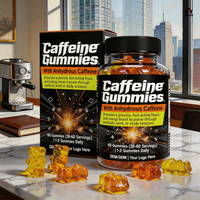 Gummies de caféine naturelle OEM/ODM 100mg pour l'énergie et la concentration, à base de pectine, complément alimentaire GMP/Halal/Kosher
