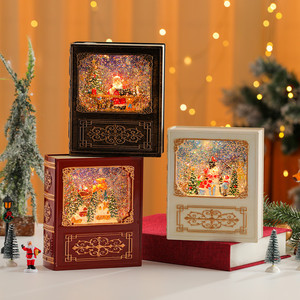 New creative book-shaped water-filled music <b>box</b> crystal ball Christmas desktop ornament <b>small</b> <b>gift</b> decoration - Product Image 3