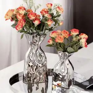Му Современное растение декоративное домашнее украшение фарфоровая керамическая ваза для пола фарфоровые вазы для цветов домашний декор центральная часть вазы
