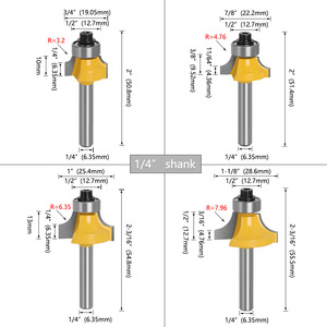 Woodworking Milling Cutters 1/4 And 6 Shank Rounded Corner Cutter Set High Accuracy Chamfering R Angle <b>Edge</b> Trimming <b>Tools</b> - Product Image 5