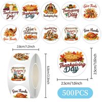 Étiquettes personnalisées pour la fête de Thanksgiving, autocollants ronds, 500 pièces par rouleau, 2,5 cm, vinyle imperméable, autocollants adhésifs pour l'emballage de cadeaux
