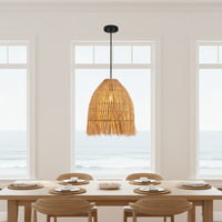 Lampes suspendues en rotin et fer durables |   Aires de repas intérieures/extérieures résistantes aux intempéries Ampoule E27 3500K 220V AC