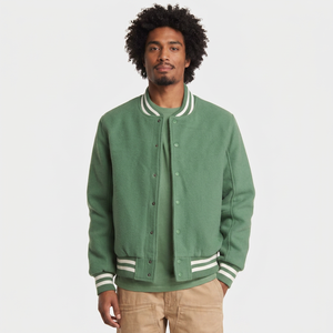 Blouson universitaire en laine slim fit professionnel de haute qualité 2025, col montant, logo personnalisable sur le devant, design respirant - Product Image 1
