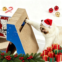 Lit grattoir pour chat en carton ondulé multifonctionnel et écologique avec boule en métal et velcro pour Noël