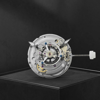 Fliegendes Tourbillon-Uhrwerk, 24 Steine, Selbstaufzug, Edelstahl, handgefertigt, hohl, langlebig, 25,85 mm (1,02 Zoll), Silber