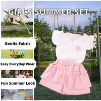 Ensembles de vêtements pour filles 2 pièces : hauts à manches volantées + shorts, tenue d'été avec nœuds pour 1-6 ans, en polyester/coton doux, décontracté