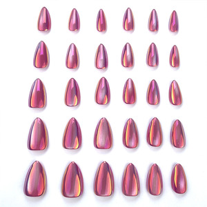 <span class=keywords><strong>Faux</strong></span> ongles populaires à presser, courts, forme amande, rose métallisé effet œil de chat chromé, amovibles - Product Image 6