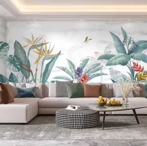<span class=keywords><strong>Carta</strong></span> <span class=keywords><strong>da</strong></span> <span class=keywords><strong>parati</strong></span> con stampa digitale 3D paesaggio murale paesaggio natura dipinto a mano foglie di <span class=keywords><strong>piante</strong></span> tropicali fiore uccello lago <span class=keywords><strong>carta</strong></span> <span class=keywords><strong>da</strong></span> <span class=keywords><strong>parati</strong></span> murale - Product Image 1