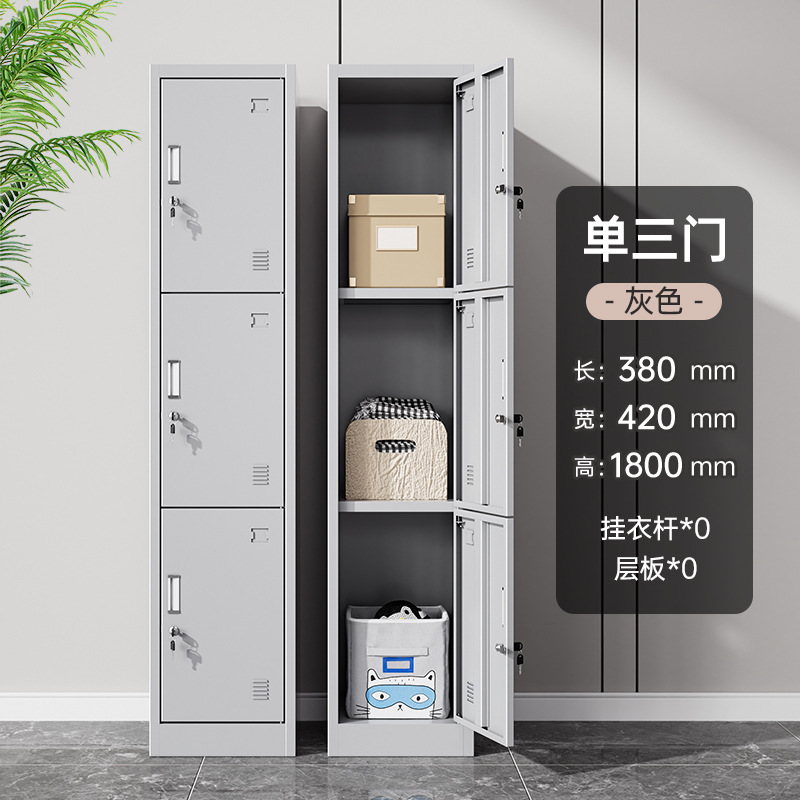 Armoire simple à trois portes [gris et blanc]