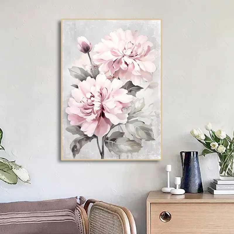 Luxe Fabriek Nieuw Alleen Canvas Schilderij Muurkunst Posters Wit Roze Bloem Canvas Print Voor Huis Woonkamer Decor