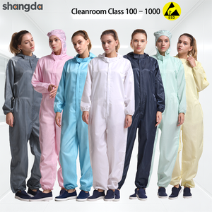 Antistatic Coveralls Suit with Polyester Sleeves and Level D Protection for Cleanroom Use Custom Logo Service Supported
