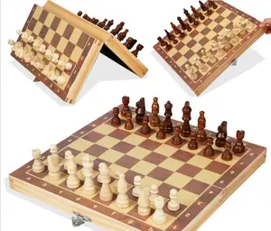 उच्च गुणवत्ता तह चुंबकीय शतरंज बोर्ड क्लासिक शैक्षिक सीखने शतरंज बोर्ड खेल खिलौना लकड़ी शतरंज