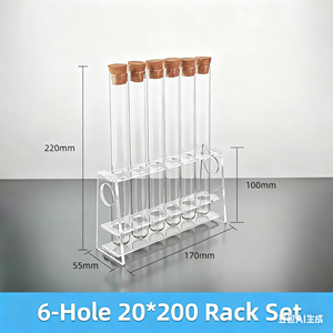 Mantar tıkaçlı cam <span class=keywords><strong>Test</strong></span> tüpü s + tek sıralı delikli akrilik <span class=keywords><strong>Test</strong></span> tüpü tutucu - Product Image 6