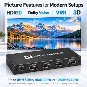 Switcher <span class=keywords><strong>HDMI</strong></span> 2.<span class=keywords><strong>1</strong></span> 8K <span class=keywords><strong>3</strong></span> Ingressi <span class=keywords><strong>1</strong></span> Uscita con Telecomando IR per Display TV - Product Image 6