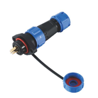 SP13F Ip67 Connecteur industriel étanche à 4 broches Contact en laiton avec boîtier de PC Fil d'extension électrique Montage sur panneau Prise de courant