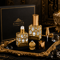Flacons roll-on carrés en verre avec cadre doré de luxe, 10 ml, pour huiles essentielles et parfums