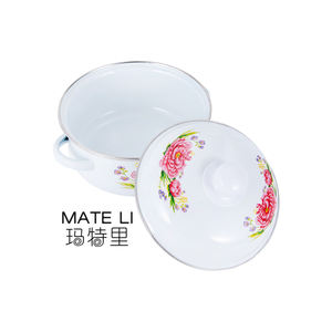 कस्टम लोगो मुद्रित इनेमल फूल पैटर्न गैर विषैले कार्बन स्टील पॉट सेट ढक्कन के साथ गोल इनेमल लेपित पॉट सेट - Product Image 5