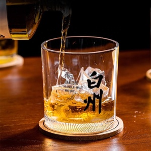 Grille en verre à whisky imprimée japonaise créative en relief dans les verres à whisky d'alcool de fond avec sous-verre pour les papas - Product Image 5
