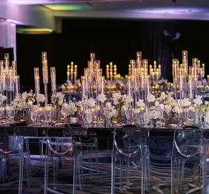 Vente en gros de candélabres en cristal clair à 10 bras candélabres en cristal de mariage centres de table déco