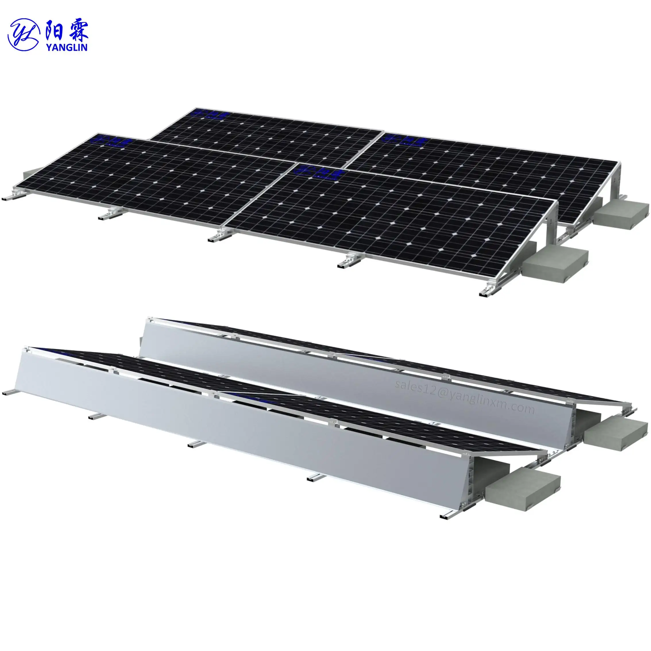 Eenvoudig En Snel Te Installeren Solar Pv Ballasted Montageframes Op Een Plat Dak Met Dakoppervlaktebescherming Rubber