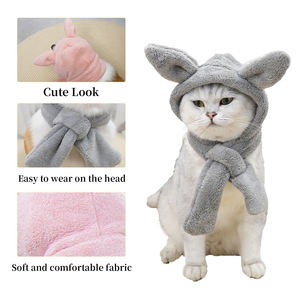 卸売 高品質 エレガント 無地 クリスマス 犬用 イヤーマフ ＆ トラッパーハット 冬 コーラルフリース 犬用ヘッドウェア ペットキャップ スヌード - Product Image 4