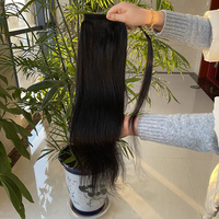 Extensions de cheveux naturels indiens Remy 100% humains, double trame, à clipser, queue de cheval, couleur naturelle, sans perte de cheveux