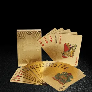 Cartes de jeu en plastique, 1 pièce, imperméables, pour Poker, feuille d'or plaquée, cadeau pour jeux de Table