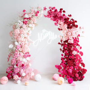 Sposa in affitto per feste con composizione floreale rosa Alito del bambino e sfondo fotografico con arco floreale per matrimonio rosa bianca - Product Image 6
