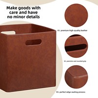 Panier de rangement portable de luxe léger personnalisé en cuir pour vêtements sales, idéal pour salle de bain, hôtel, facile à nettoyer, panier à livres et articles divers