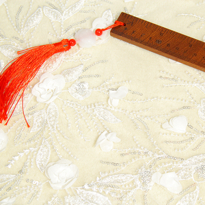 2024 thời trang mới màu trắng tinh khiết 3D hoa ren thêu vải bạn có thể thay đổi hình dạng tùy chỉnh - Product Image 4