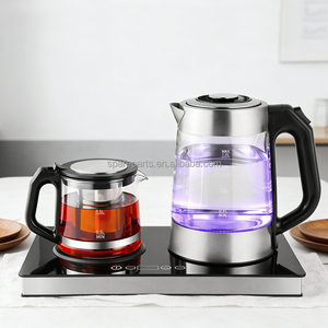 Tetera de Vidrio con Luz Azul para el Hogar, 1.7+1L, Operación por Separación, Panel de Control Táctil, Tetera Automática con Bandeja - Product Image 1