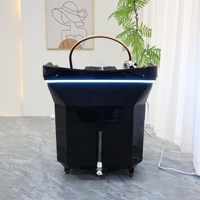 Équipement de salon de luxe : Bac de lavage de cheveux mobile et portable avec réservoir d'eau, sans plomberie, pour spa capillaire