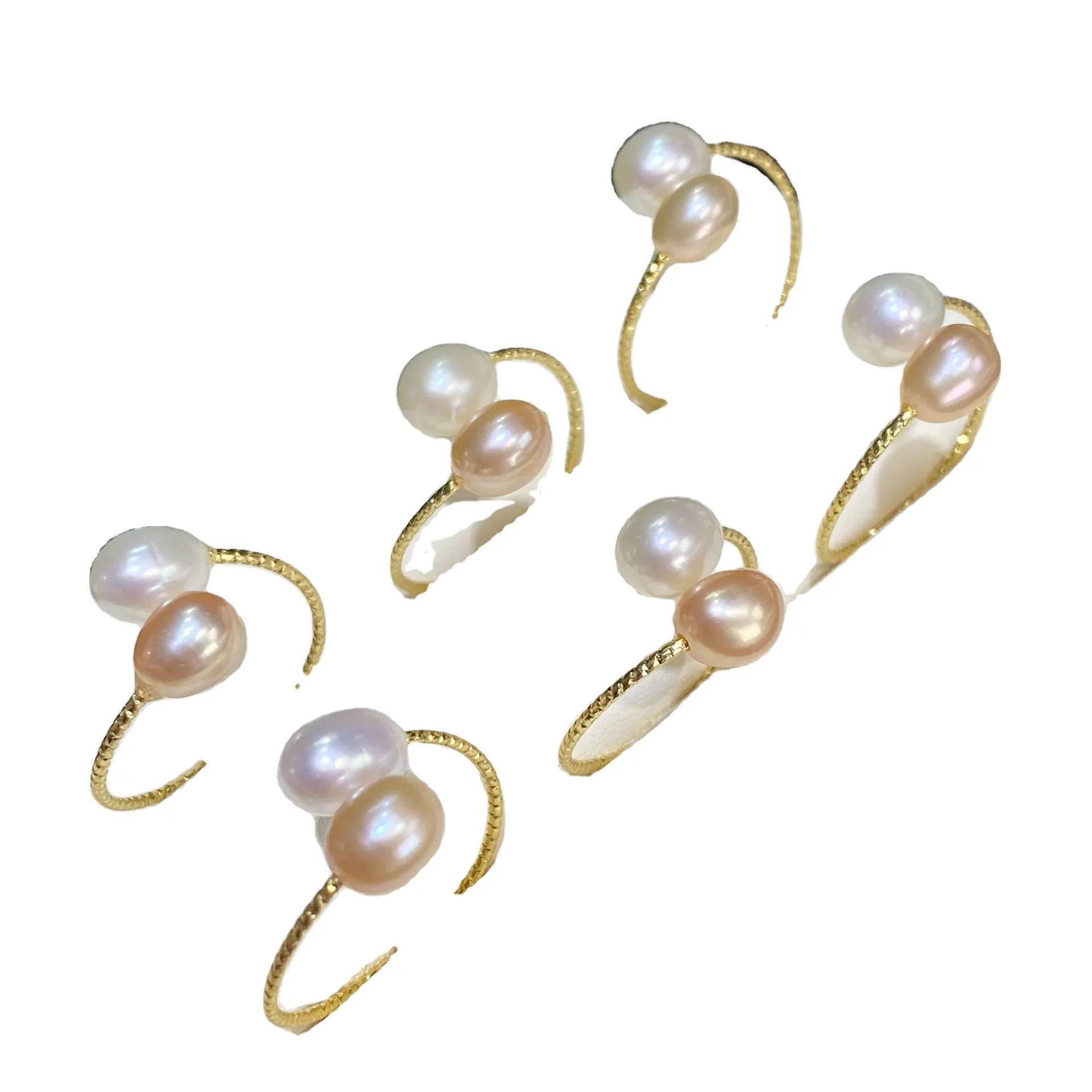 14k Gold Natural Fresh Water Pearl Ring Adjustable Rice Pearl Women ring