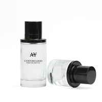 Flacon de parfum transparent avec bouchon magnétique noir, emballage personnalisé avec logo, capacité de l'emballage, couvercle magnétique, flacon de parfum haut de gamme