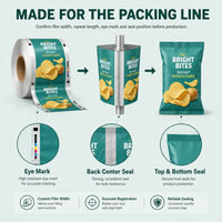 Sac en plastique biodégradable imprimé sur mesure emballage de qualité alimentaire pour différentes saveurs biscuits croustilles pochette scellée au milieu