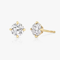 Boucles d'oreilles clous classiques en moissanite GRA VVS de 0,1 ct à 1 ct, taille multiple, serties de 4 griffes, en or 14K, pour femme, idéales pour le bureau