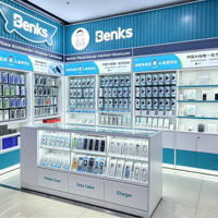 Vitrine d'exposition d'accessoires de téléphonie mobile sur mesure, présentoir mural lumineux LED, comptoir, mobilier de magasin de détail modulaire