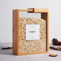 Bocaux Alimentaires en Acrylique Couverts de Bambou, Ustensiles de Cuisine, Distributeurs de Grains et Pâtes