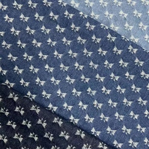 Áo khoác mùa thu đông chất liệu denim thủ công, có sẵn, vải denim jacquard thêu nơ của nhà sản xuất, vải denim đã qua xử lý, cổ đứng, bán buôn - Product Image 3