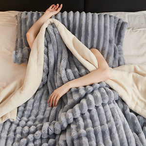 Chăn Lông Thỏ Bong Bóng Co Giãn Bán Chạy Nhất Chăn Sofa Thoải Mái Chăn Ăn Trưa Sang Trọng Nhẹ - Product Image 2