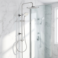 TM-1114 Nouveau Ensemble de Douche Mural Réglable pour Salle de Bain, Finition Chromée, Design Moderne, Robinet et Rideau de Douche