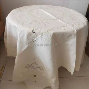 <span class=keywords><strong>Nappe</strong></span> Vintage élégante en coton brodé, dentelle romantique, couverture de table ronde, 50x50 pouces, fête de mariage, maison, hôtel - Product Image 3