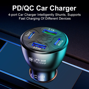 <span class=keywords><strong>Cargador</strong></span> <span class=keywords><strong>USB</strong></span> para coche, 4 puertos de carga rápida PD20W QC3.0 para <span class=keywords><strong>iPhone</strong></span> 14 <span class=keywords><strong>13</strong></span> Pro Max Huawei Samsung Phone, cargadores <span class=keywords><strong>USB</strong></span> <span class=keywords><strong>C</strong></span> - Product Image 2