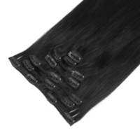 Extensions de cheveux brésiliens lisses en vison, à clipser, en cheveux humains naturels, noir naturel, extensions à clipser sans couture