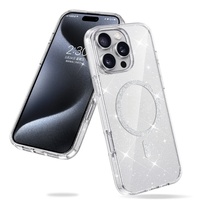 Étui de charge sans fil magnétique à paillettes de luxe pour iPhone 16 15 14 13 12 11 Plus Pro Max couverture antichoc transparente