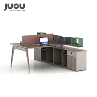 Meja Kerja Kantor Modern Berkualitas Tinggi dari Kayu, Workstation Terbuka untuk Publik, Meja Kerja Staf dengan Kabinet Samping