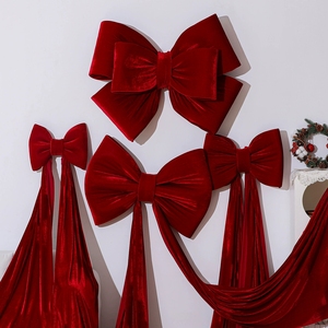 فيونكة حمراء عملاقة من المخمل للكريسماس بالجملة لتزيين مراكز التسوق وخلفيات حفلات الزفاف والفعاليات الخارجية وديكورات الكريسماس - Product Image 6