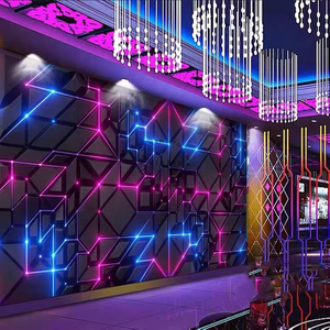 Mural de Pared 3D con Diseño Geométrico de Neón, Papel Tapiz Autoadhesivo de Neón Azul y Morado Estilo Cyberpunk para Decoración de Paredes de Salas de Juego y Bares - Product Image 3