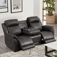 Canapé inclinable électrique 3 places Consofa en métal moderne, zéro gravité, appuie-tête réglable, charge sans fil, ports USB, table basse et porte-gobelets